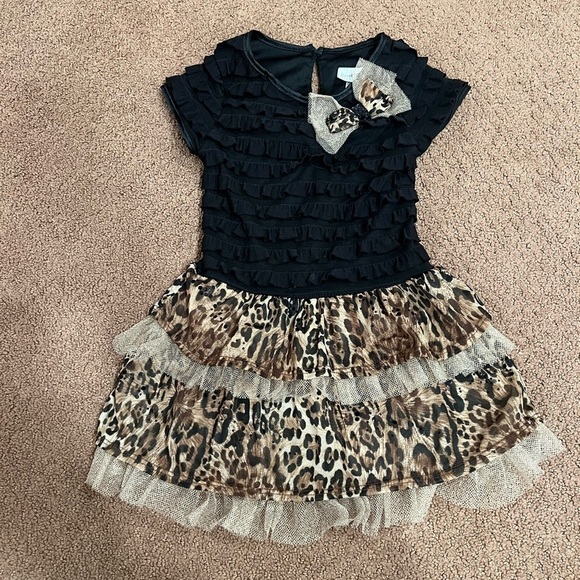 Sweet Heart Rose Leopard Print Ruffle Dress for Kids Size 3 - Picture 1 of 6
